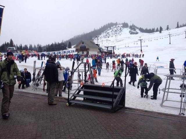 Summit West Base area. Note the steps to the normal snow pack. A shallow snow pack brings a unique set of challenges and dangers. Be safe out there!